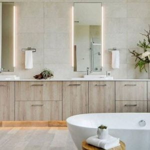 Gương bồn rửa mặt có led và khử mờ hiện đại 14 Gương soi bồn rửa mặt đôi hình chữ nhật