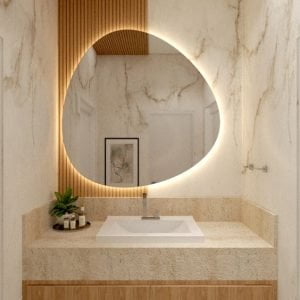 Gương bồn rửa mặt có led và khử mờ hiện đại 13 Gương soi bồn rửa mặt thiết kế độc đáo