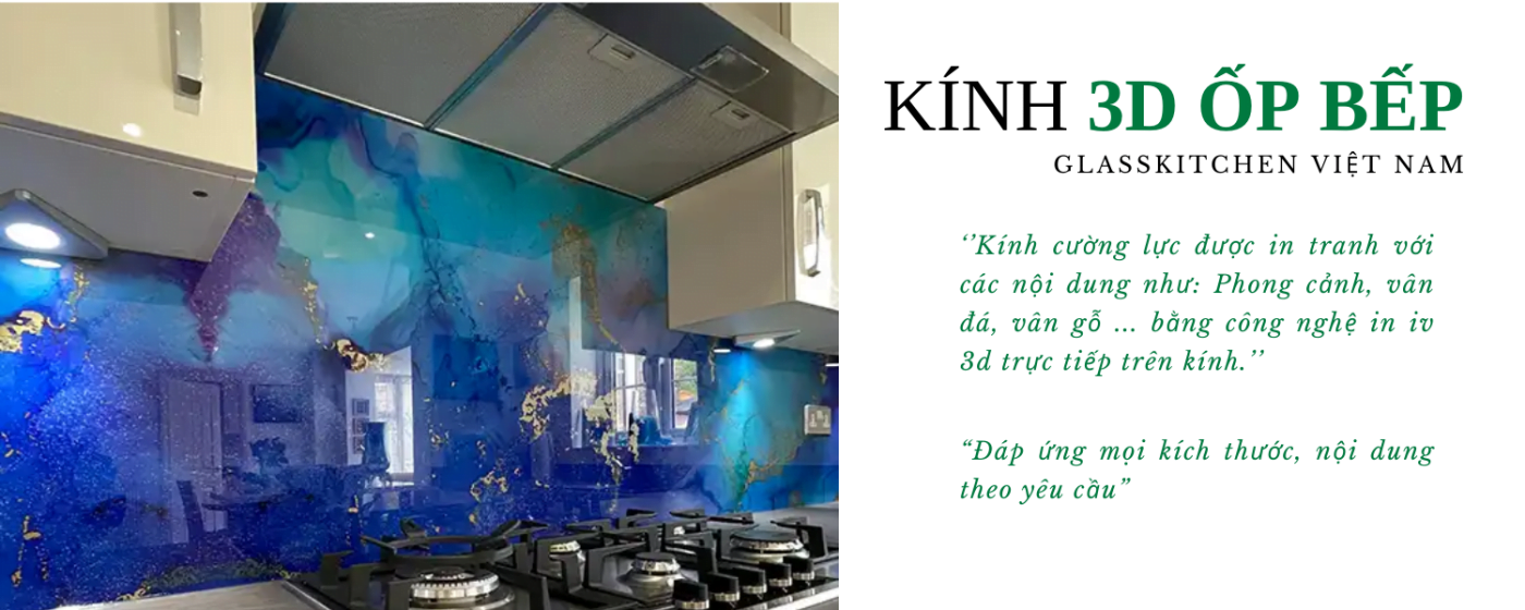 Kính ốp bếp vân đá