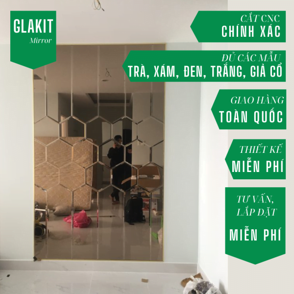 Gương ghép trang trí màu trà