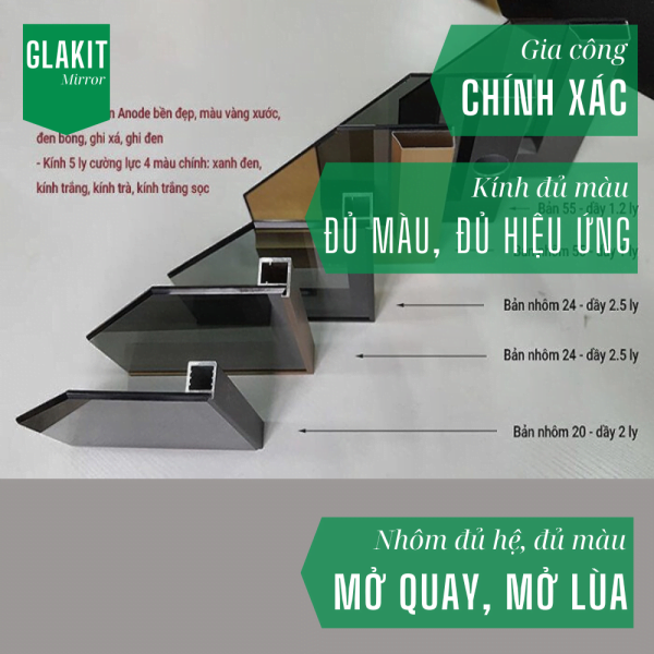 Khung nhôm cánh kính tủ áo