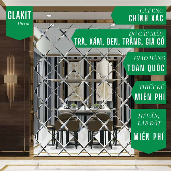 Gương ghép quả trám khung inox