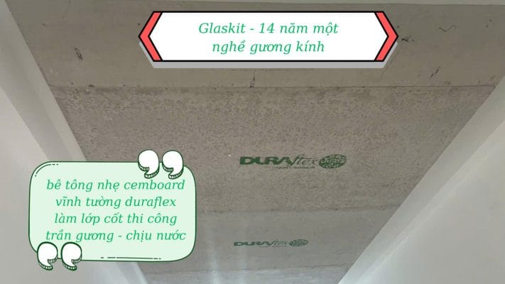 Thi công trần gương chuyên nghiệp - an toàn - giá tốt nhất thị trường 6 Dùng tấm bê tông siêu nhẹ làm cốt phăng an toàn lắp trần gương