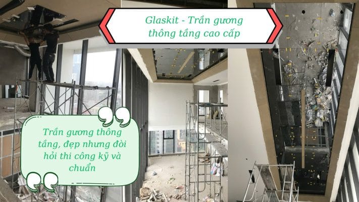 Trần gương thông tầng đẹp nhưng sẽ phát sinh chi phí thi công lắp đặt